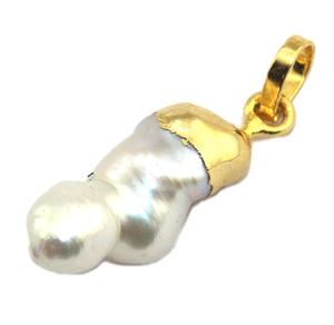 Pendentif d'eau douce en or galvanisé fait à la main pour collier en boucle, vente en gros - Product Image 2