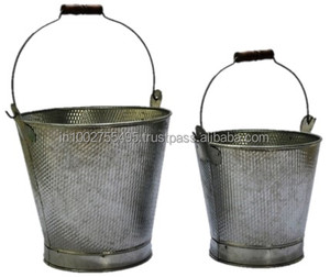 Seau de jardinage classique IHA en acier galvanisé pour usage au sol, modèle IHAM013, pour la plantation de fleurs et de plantes - Product Image 1