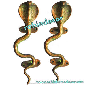 Vintage Style Brass <b>Door</b> Handle <b>Snake</b> Shape Antique <b>Door</b> Handle Pair Home Decor - Product Image 1