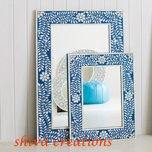 Marco de espejo de madera con incrustaciones de hueso hecho a mano de lujo diseño contemporáneo moderno para Hotel restaurante Uso de pared Vacaciones de Navidad - Product Image 2