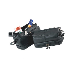 Bolso cosmético de cuero negro auténtico/bolso cosmético negro personalizado de las señoras/bolso cosmético de cuero - Product Image 1