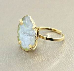 Natural Geode Druzy Gemstone Brass 24K Gold Plated Prong Setting <b>Ring</b> Handmade Adjustable <b>Ring</b> <b>Statement</b> Gift Jewelry - Product Image 6