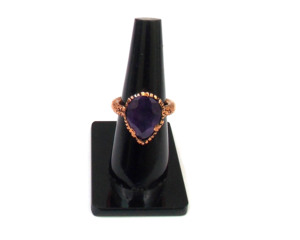 Bague en forme de poire Quartz améthyste faite à la main bijoux en pierre plaqué or rose à facettes cadeau de la Saint-Valentin - Product Image 2