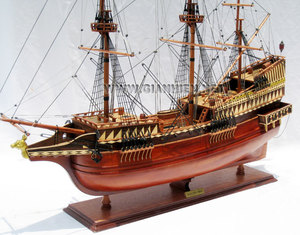 GALLEON GOLDEN HIND Wooden Tall Ship Model Historic <b>Nautical</b> Style Vietnam Home <b>Decoration</b> Craft for Gift Art or Souvenir Love - Product Image 3