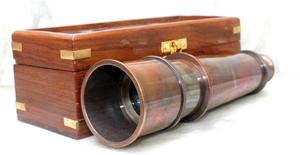 Télescope marin antique en laiton nautique de 16 pouces avec boîte en bois Cadeau de télescope astrolabe de travail - Product Image 3