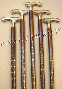 Bastones para caminar de madera antigua con mango de latón, bastones para caminar de madera con mango de latón - Product Image 2