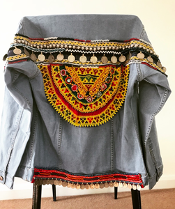Parches banjara Vintage bordados a mano chaquetas de Jeans embellecidas - Product Image 3