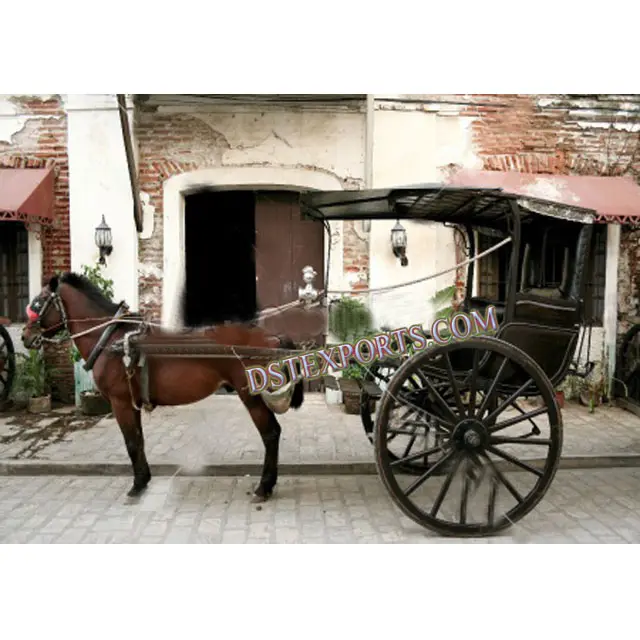 Kleine Pony Getrokken Tanga Twee Wielen Zwart Paard Getrokken Buggy Traditionele Mini Paard Tanga