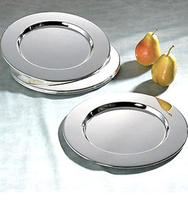 Assiette de présentation ronde en acier inoxydable argenté pour table à manger et décoration de mariage, vaisselle et assiettes minimalistes de style occidental - Product Image 4