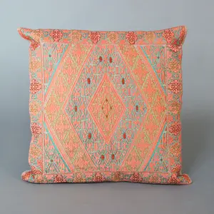 Mandala Laranja Bordado Boho Algodão Decorativa Sofá Carro Cadeira Cama Lance Capa de Almofada Travesseiro Quadrado 40X40CM