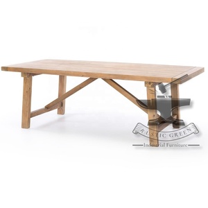 Mesa de comedor industrial vintage antigua de madera rústica - Product Image 3