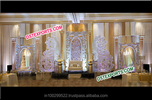 ดีไซเนอร์แกะสลักเวทีแต่งงานแผงสวยงามตกแต่งเวทีสไตล์อินเดียใต้ฉากหลังเวที - Product Image 2