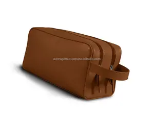 Sac en cuir avec fermeture à glissière à deux compartiments Sac de voyage de vacances durable de haute qualité pour hommes et femmes - Product Image 1