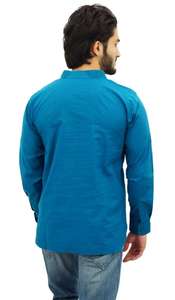 Kurta เสื้อผ้าฝ้ายแขนยาวสำหรับผู้ชาย,เสื้อไม้สไตล์อินเดียแบบมีกระเป๋าด้านหน้าขนาด57 - Product Image 2