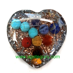 Orgone Chakra Coeur Forme Pierres Précieuses Chips Pendentif - Product Image 1