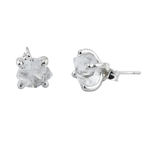 Boucles d'oreilles en argent sterling 925 Herkimer Rough Stud Boucles d'oreilles romantiques à la mode pour les fiançailles d'anniversaire de mariage pour les femmes. - Product Image 3
