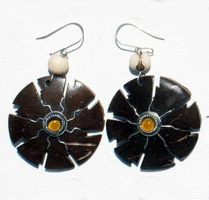 ต่างหูห้อยหินมะพร้าวทรงกลมสี COCO มีสไตล์เครื่องประดับแฟชั่นลดราคา - Product Image 1