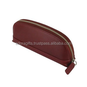 Étui à lunettes en cuir avec fermeture éclair, pochette de lunettes en cuir véritable, nouveau style, vente en gros - Product Image 1