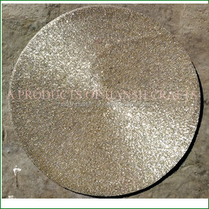 Manteles Individuales con Cuentas de Color Verde, Hechos a Mano |   Mantel Redondo Decorativo para Mesa de Comedor, para Hogar, Cocina, Bodas y Fiestas - Product Image 2