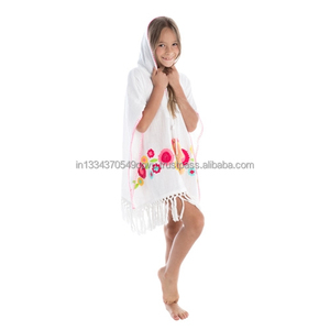 Couverture de plage pour petite fille, maille brodée à capuche, motifs floraux, Caftan, style Boho pour bébé, décoration Exclusive - Product Image 2