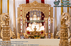 Scène dorée traditionnel de mariage, décor de scène antique en or - Product Image 6