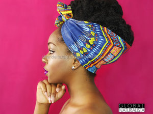 Foulard de tête Dashiki, Hijab, imprimé africain, en coton ciré, Ankara, Turban, foulard de tête africain, facile, pour femmes, mode - Product Image 3