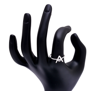 CASA DE PLATA 925 Anillo de plata esterlina con piedra CZ Alfabeto personalizado Letra Bisel Ajuste Joyería para bodas Fiestas - Product Image 3