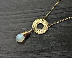 925เงินสเตอร์ลิงสายรุ้งมูนสโตนพลอยจี้ชุบทองแฮนด์เมดเครื่องประดับเงิน - Product Image 1