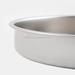 Plaque de cuisson ronde en acier inoxydable INOX écologique 18/D, diamètre 32 cm, adaptée au four - Product Image 2