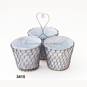 Galvanized Planter with Chicken <b>Wire</b> <b>Holder</b> - Product Image 1