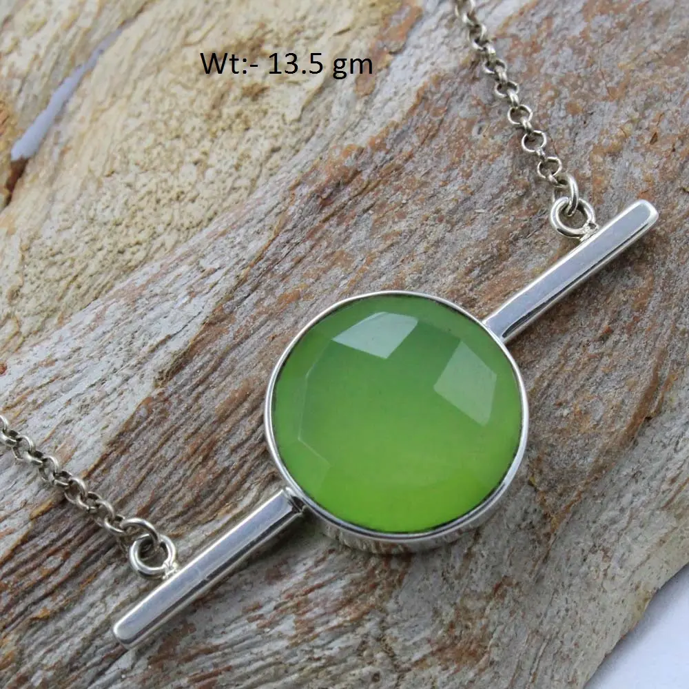 Collier en pierre précieuse de prehnite, bijoux en argent sterling 925