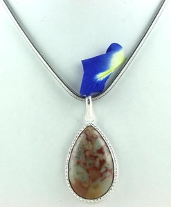 92.5 Sterling Silver Pear Shape Natural Jasper Gemstone Charm Pendant Women Jewelry Gift Necklace Top Quality - Product Image 5