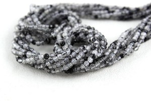 12,5 "de largo, 1 hebra, negro de rutilo Natural piedra preciosa, cuentas Rondelle microfacetadas, joyería de cuarzo para el cabello genuino - Product Image 2