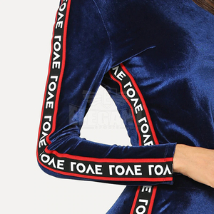 ชุดวอร์มสำหรับผู้หญิงชุดออกกำลังกายแถบข้างผ้ากำมะหยี่วัสดุชุดวิ่งสำหรับผู้หญิงเสื้อผ้าออกกำลังกายแขนยาวยิม - Product Image 6