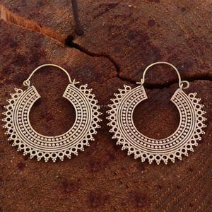Bajo terminar Mandala diseños de las mujeres chica es para pendientes de aro de latón - Product Image 2