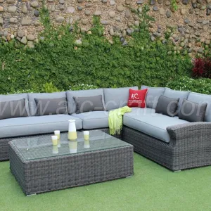 Outdoor furniture 15cm thickness waterproof cushion room wicker furniture Monochrome Design Synthetic Poly Rattan Modular Sofa Set