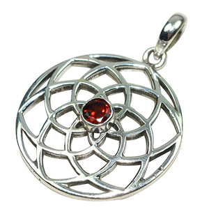 Superb-Colgante de Plata de Ley 925 con forma redonda de granate, joyería de plata - Product Image 2