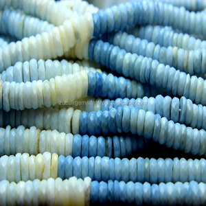 Perles en forme de pneu lisse en opale bleue naturelle - Product Image 2