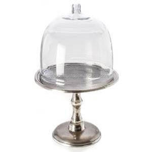 การตกแต่งการออกแบบที่ดีที่สุดที่มีคุณภาพที่ทันสมัย Stadard ยืนเค้กที่มีแก้วยืนเค้กเคลือบนิกเกิลที่มีฝาปิดแก้ว - Product Image 1
