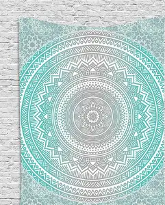 Tapisserie éléphant bleu ciel tenture murale Hippie bohème Mandala tapis de Yoga rond 100% coton toutes saisons uni teint imprimé