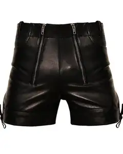 Herren Shiny Leather Zipper Shorts Workout Enge Hose Club Wear Hochwertige Leders horts
