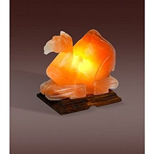 Pakistani Lampe artisanale en sel rose chameau de l'Himalaya avec ampoule et base en bois Style Feng Shui écologique - Product Image 4