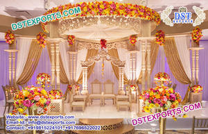 Mandap de Madera Tallada para Bodas, Mandap de Lujo para Bodas Asiáticas, Mandap Avni para Eventos de Boda Indios, Decoración para Eventos en Canadá - Product Image 6