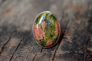 Oval redondo pera cuadrado de lujo rectángulo piedra preciosa natural cabujón 925 anillo de plata esterlina unakite - Product Image 4