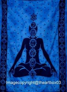Handmade 100% Cotton Seven Chakra Meditation Buddha Tapestry <b>Printed</b> <b>Wall</b> Hanging Mandala Art - Product Image 6
