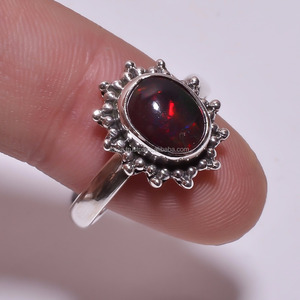Handmade 925 Sterling <b>Silver</b> Natural Ethiopian Black <b>Opal</b> <b>Ring</b> Wholesale Jewelry Manufacturer for Wedding Gemstone <b>Rings</b> - Product Image 1
