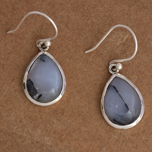 Pendientes colgantes de plata de ley 925, calcedonia Natural, ajuste de bisel de piedras preciosas, joyería chapada en plata a la moda, regalos para fiestas - Product Image 3