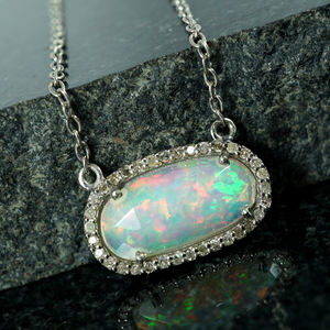 สร้อยคอจี้เพชรแฟชั่นหรูหราอัญมณีโอปอลธรรมชาติแท้ - Product Image 1