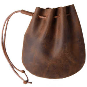 Monedero Vintage de Cuero Estilo Cubo con Cierre de Cordón - Product Image 1