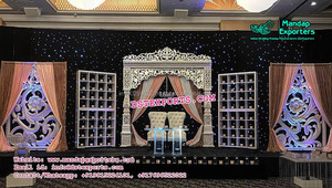 การตกแต่งเวทีการแต่งงานที่สวยงามการตกแต่งเวทีงานแต่งงานของชาวอินเดียการตกแต่งเวทีการมีส่วนร่วม - Product Image 2